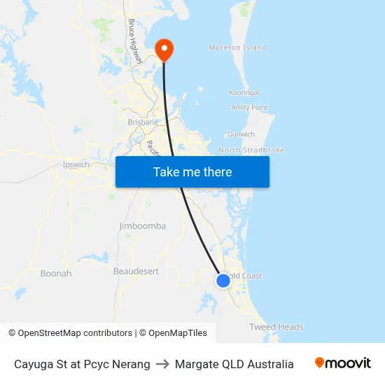 Cayuga St at Pcyc Nerang to Margate QLD Australia map