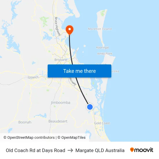 Old Coach Rd at Days Road to Margate QLD Australia map