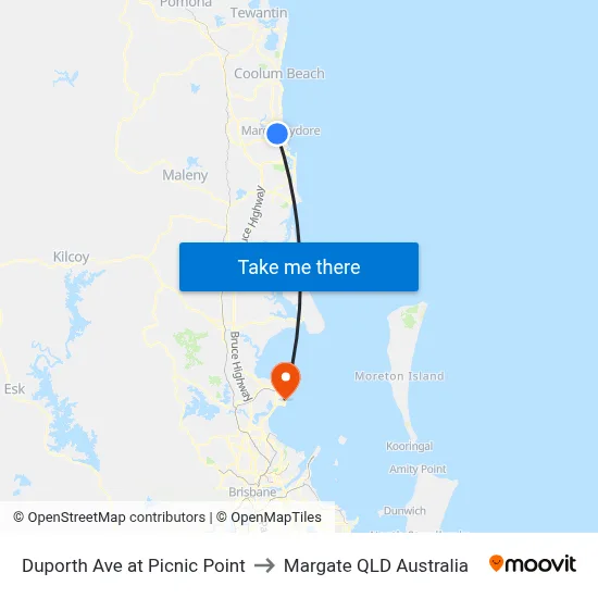 Duporth Ave at Picnic Point to Margate QLD Australia map