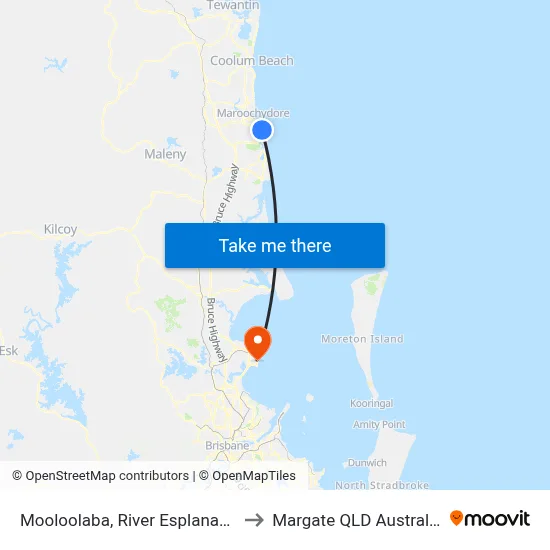 Mooloolaba, River Esplanade to Margate QLD Australia map