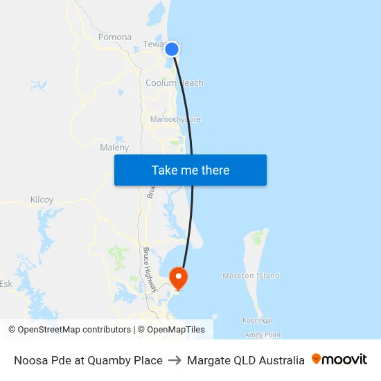 Noosa Pde at Quamby Place to Margate QLD Australia map