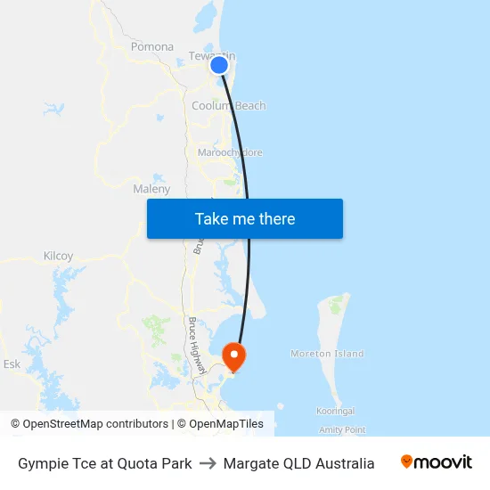 Gympie Tce at Quota Park to Margate QLD Australia map