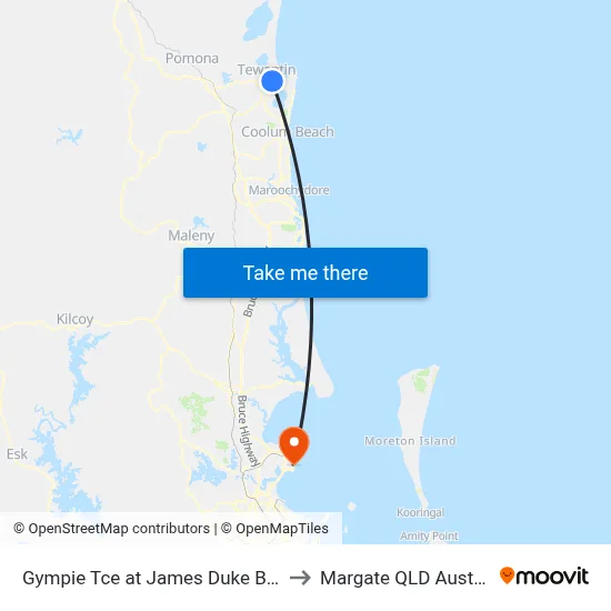 Gympie Tce at James Duke Bridge to Margate QLD Australia map