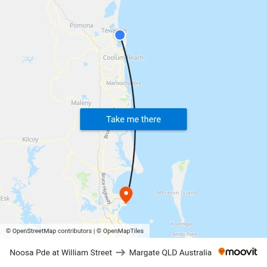 Noosa Pde at William Street to Margate QLD Australia map