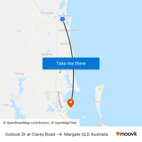 Outlook Dr at Clarey Road to Margate QLD Australia map