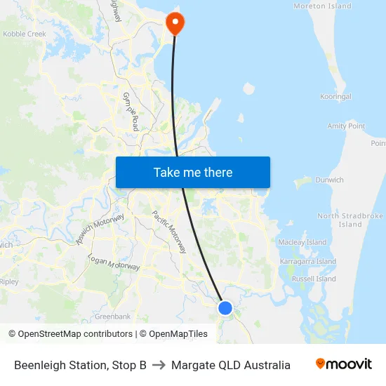 Beenleigh Station, Stop B to Margate QLD Australia map