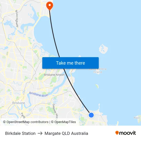 Birkdale Station to Margate QLD Australia map