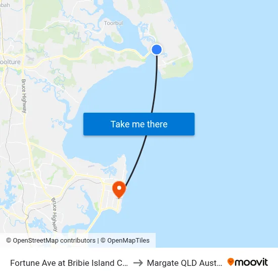 Fortune Ave at Bribie Island Central to Margate QLD Australia map