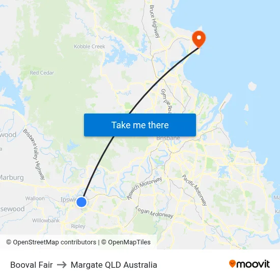 Booval Fair to Margate QLD Australia map