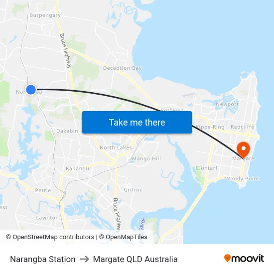 Narangba Station to Margate QLD Australia map