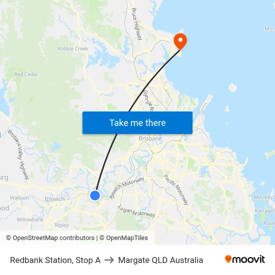 Redbank Station, Stop A to Margate QLD Australia map