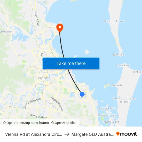 Vienna Rd at Alexandra Circuit to Margate QLD Australia map