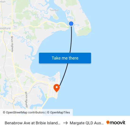 Benabrow Ave at Bribie Island Bridge to Margate QLD Australia map