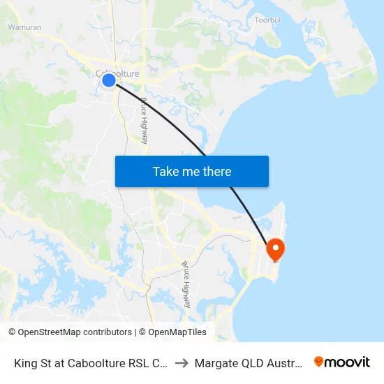 King St at Caboolture RSL Care to Margate QLD Australia map