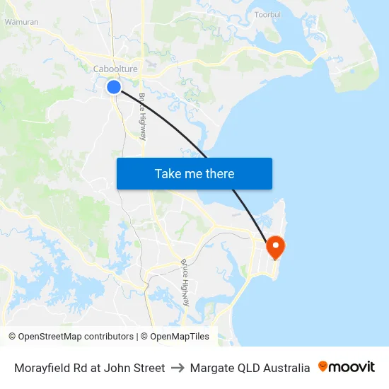 Morayfield Rd at John Street to Margate QLD Australia map