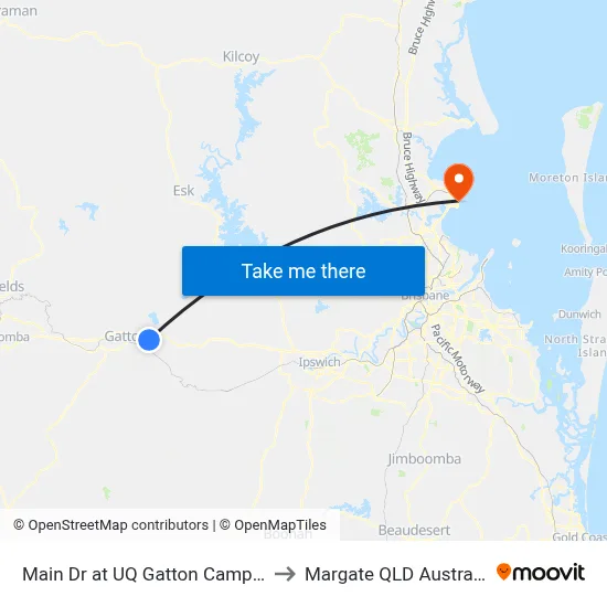 Main Dr at UQ Gatton Campus to Margate QLD Australia map