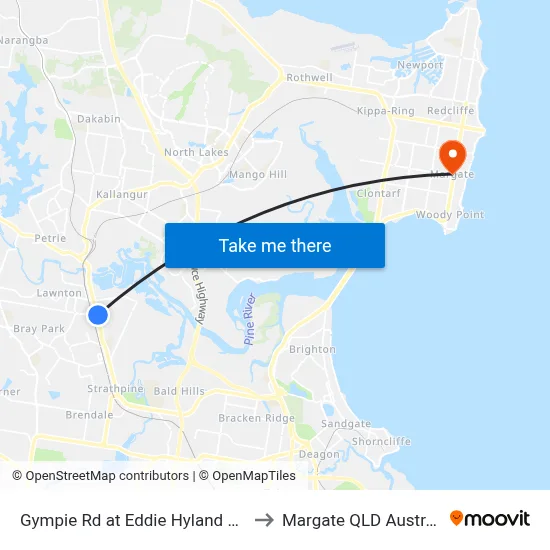 Gympie Rd at Eddie Hyland Park to Margate QLD Australia map