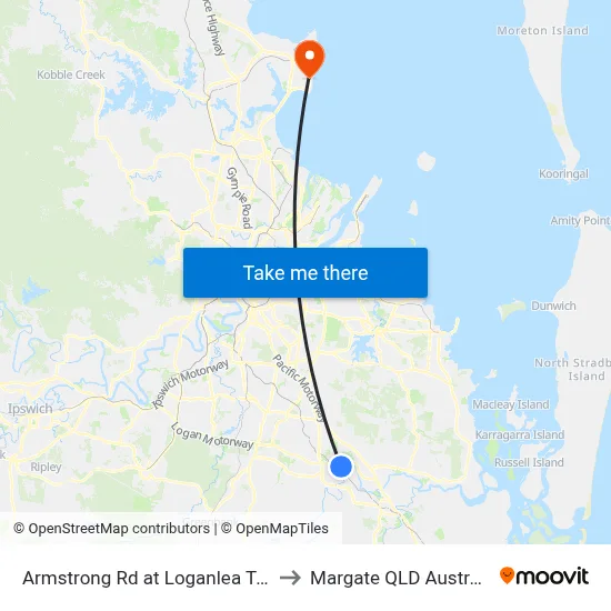 Armstrong Rd at Loganlea Tafe to Margate QLD Australia map