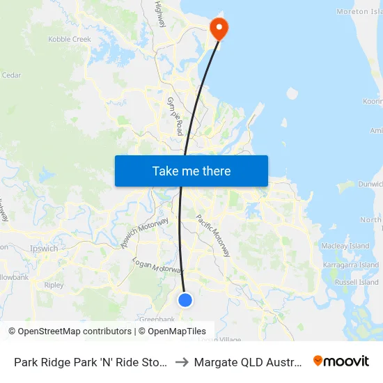 Park Ridge Park 'N' Ride Stop B to Margate QLD Australia map