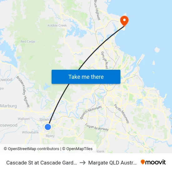 Cascade St at Cascade Gardens to Margate QLD Australia map