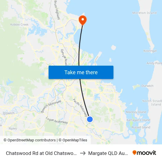 Chatswood Rd at Old Chatswood Road to Margate QLD Australia map