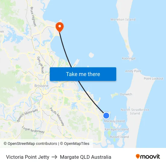 Victoria Point Jetty to Margate QLD Australia map
