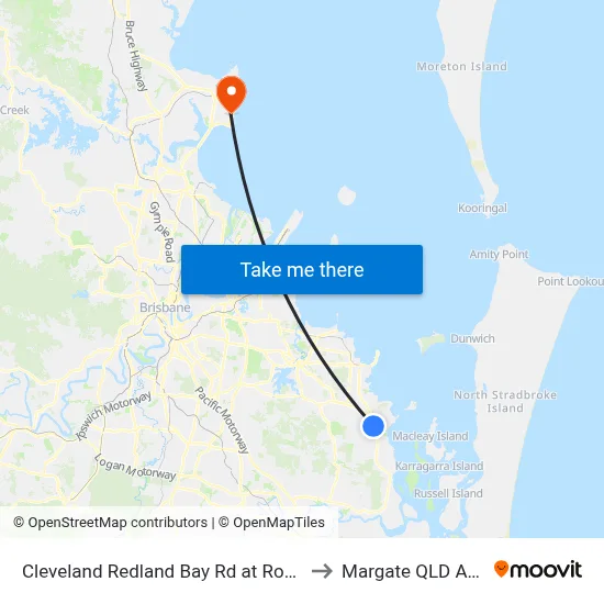 Cleveland Redland Bay Rd at Rosevale Court to Margate QLD Australia map