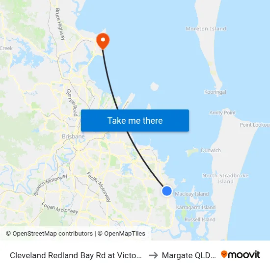 Cleveland Redland Bay Rd at Victoria Point High School to Margate QLD Australia map