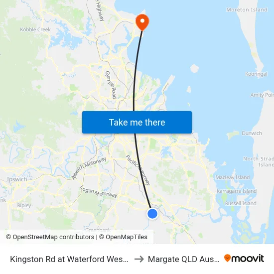 Kingston Rd at Waterford West Shops to Margate QLD Australia map
