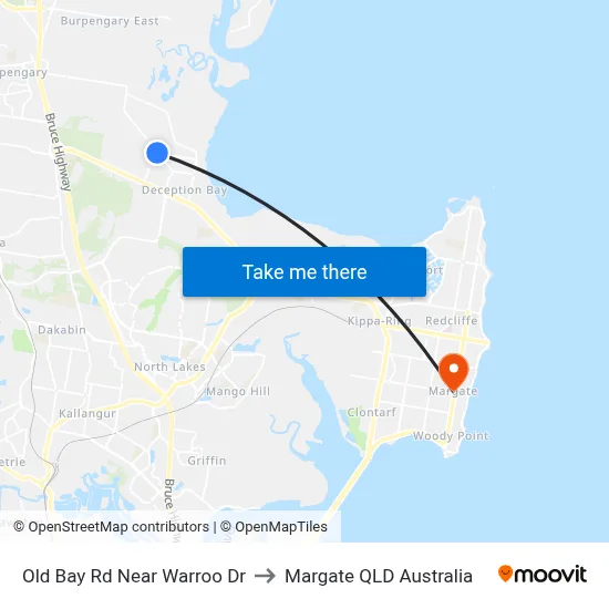 Old Bay Rd Near Warroo Dr to Margate QLD Australia map