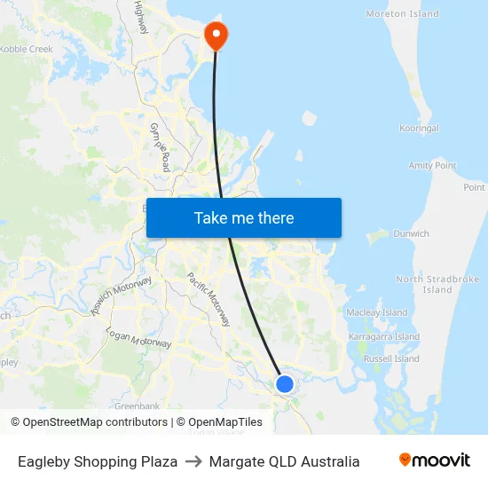 Eagleby Shopping Plaza to Margate QLD Australia map