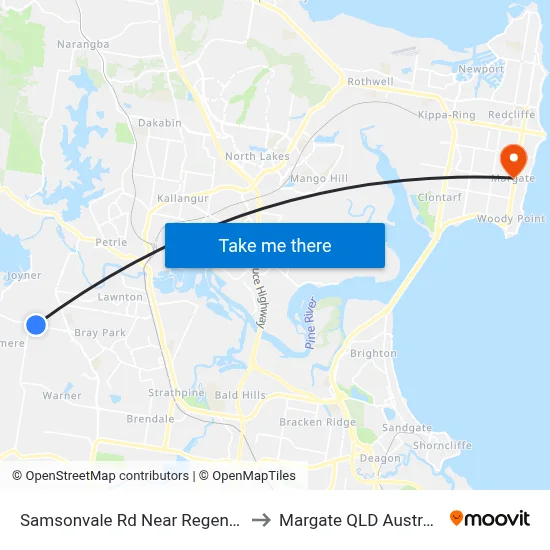 Samsonvale Rd Near Regent St to Margate QLD Australia map