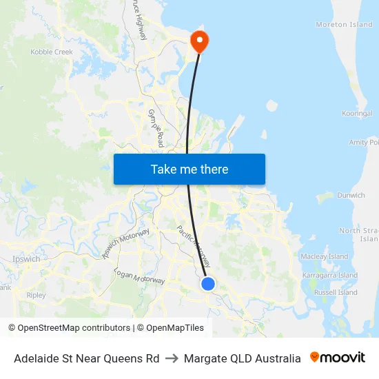 Adelaide St Near Queens Rd to Margate QLD Australia map