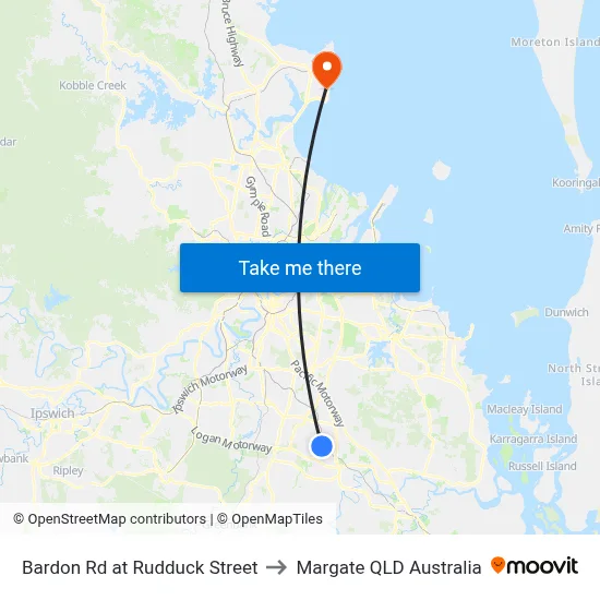 Bardon Rd at Rudduck Street to Margate QLD Australia map