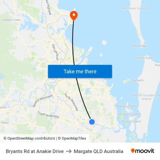 Bryants Rd at Anakie Drive to Margate QLD Australia map