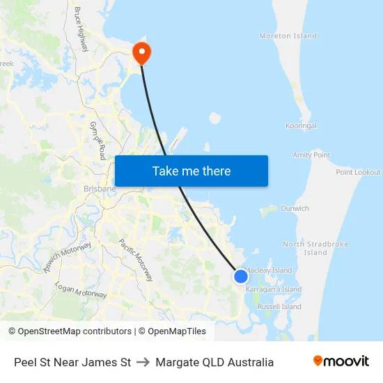 Peel St Near James St to Margate QLD Australia map
