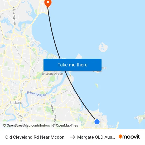 Old Cleveland Rd Near Mcdonald Rd to Margate QLD Australia map