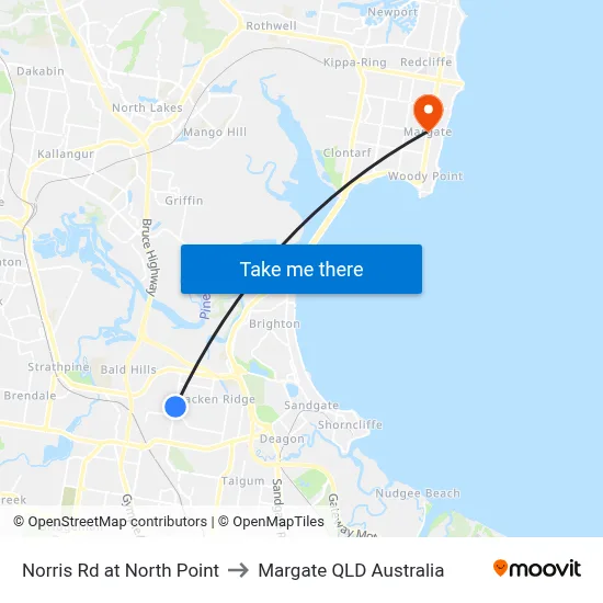 Norris Rd at North Point to Margate QLD Australia map