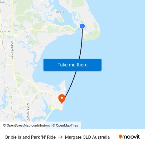 Bribie Island Park 'N' Ride to Margate QLD Australia map
