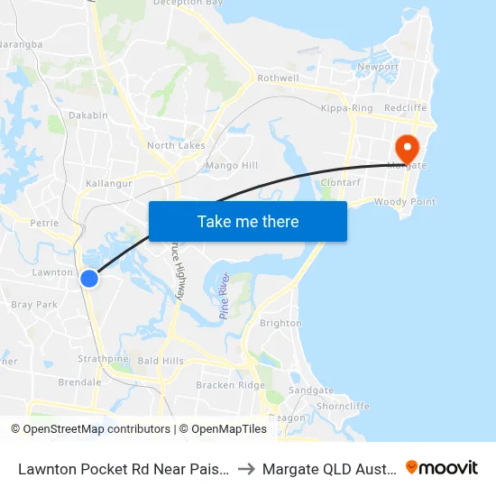 Lawnton Pocket Rd Near Paisley Dr to Margate QLD Australia map