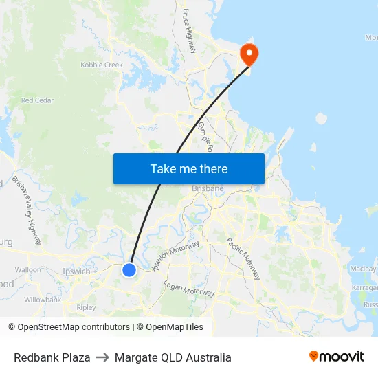 Redbank Plaza to Margate QLD Australia map