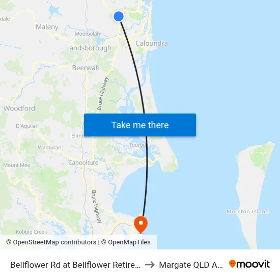 Bellflower Rd at Bellflower Retirement Resort to Margate QLD Australia map