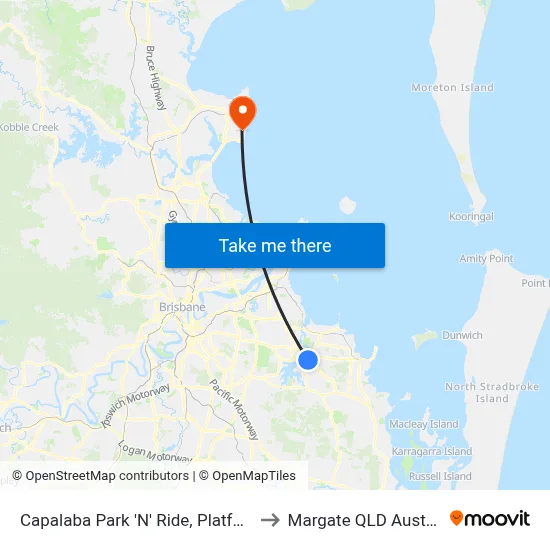 Capalaba Park 'N' Ride, Platform 2 to Margate QLD Australia map