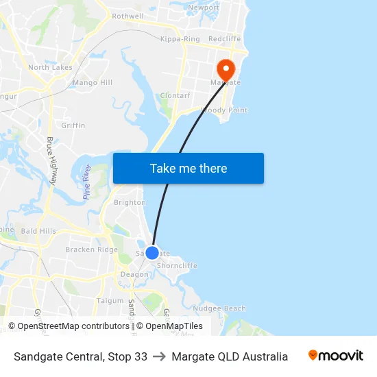 Sandgate Central, Stop 33 to Margate QLD Australia map