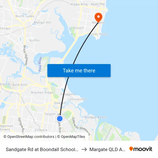 Sandgate Rd at Boondall School, Stop 20/21 to Margate QLD Australia map