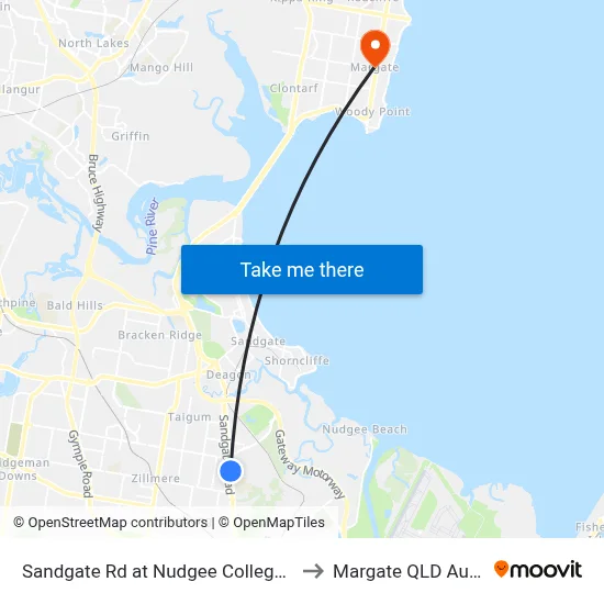 Sandgate Rd at Nudgee College, Stop 17 to Margate QLD Australia map
