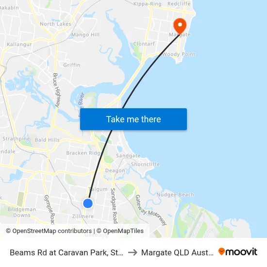 Beams Rd at Caravan Park, Stop 49 to Margate QLD Australia map