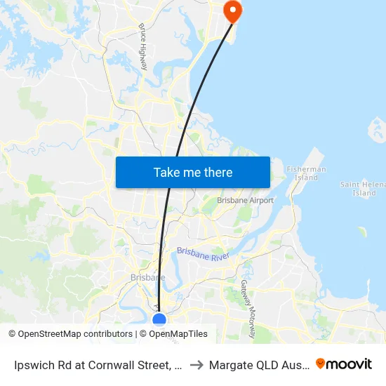 Ipswich Rd at Cornwall Street, Stop 15 to Margate QLD Australia map