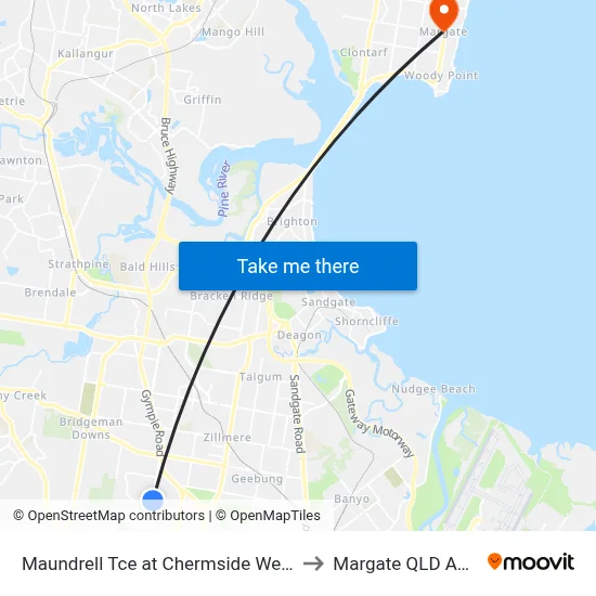 Maundrell Tce at Chermside West, Stop 48 to Margate QLD Australia map
