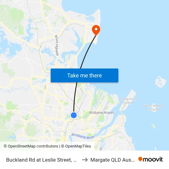 Buckland Rd at Leslie Street, Stop 38 to Margate QLD Australia map